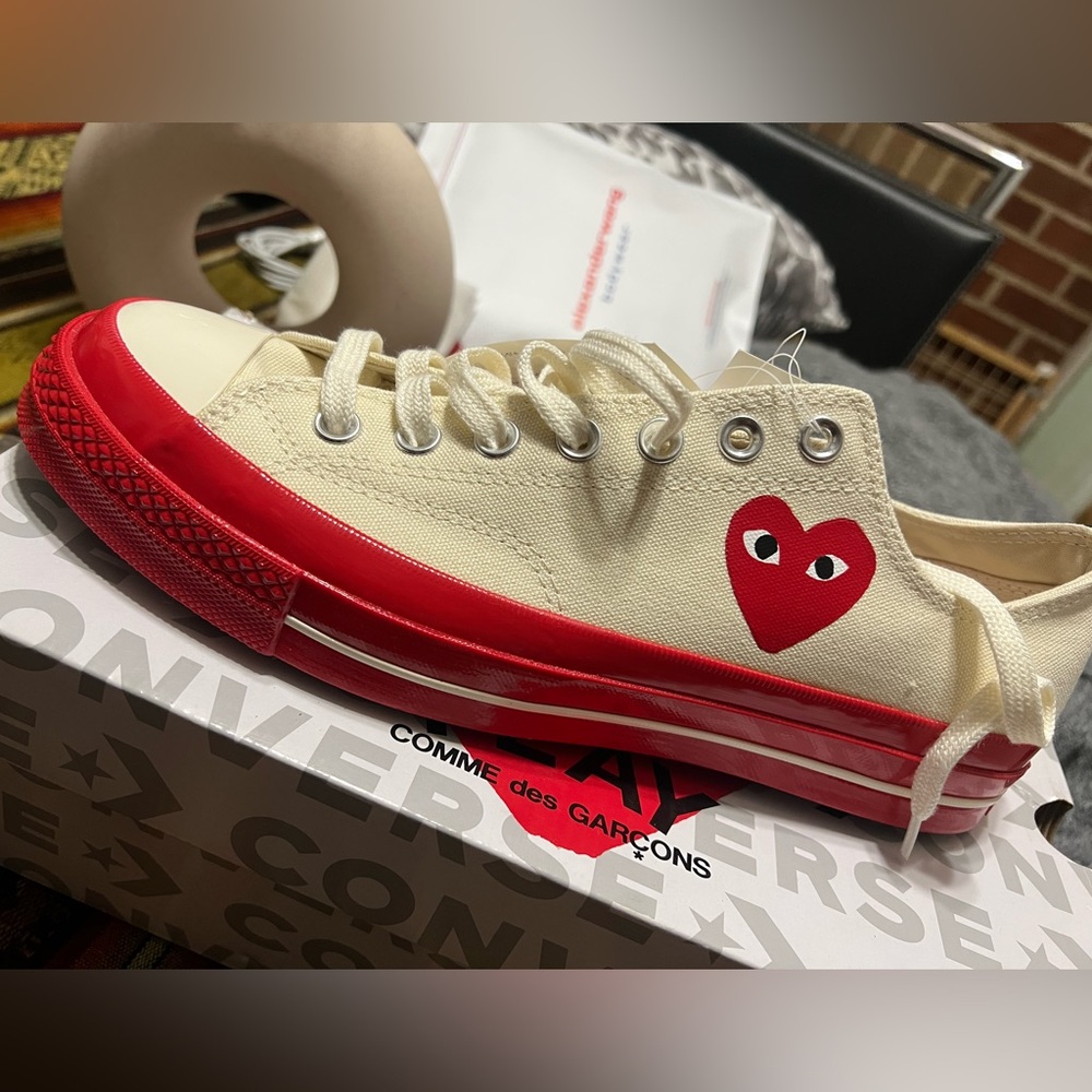Comme des Garcons PLAY Canvas Sneakers with Red Sole